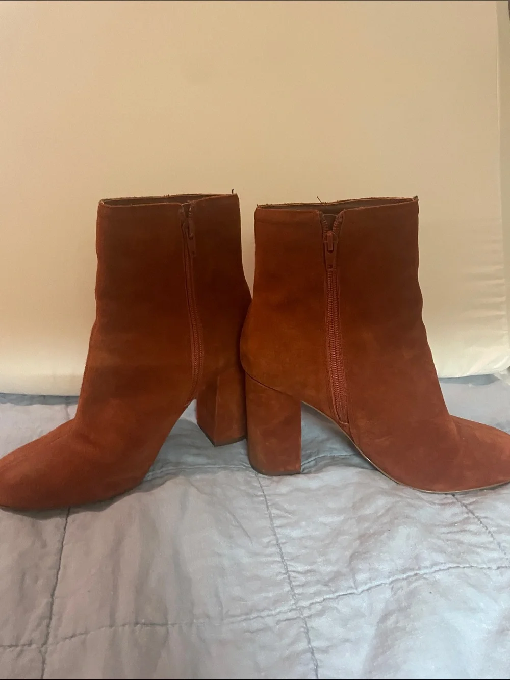Urban Outfitters Rust Suede Block Heel Ankle Boots
